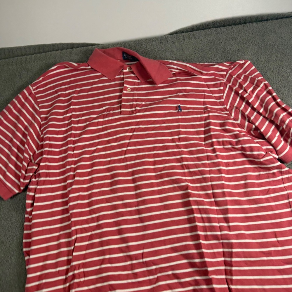 Polo Ralph Lauren Mens 4XB Big Red White Striped Short Sleeve Pony Logo Shirt